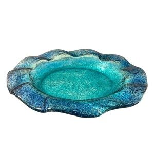 Translucent Scalloped Edge Blue and Green Plate 10.5 inches